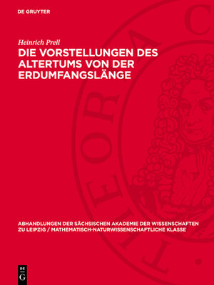 cover image of Die Vorstellungen des Altertums von der Erdumfangslänge